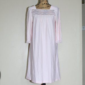 Vintage Vanity Fair Pink Pullover 1/2 Sleeve Embroidered Lace Nightgown Womens S